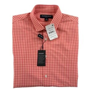 NWT Mizzen+Main Shirt Medium Pink/Orange Gingham Leeward No Tuck Button Down